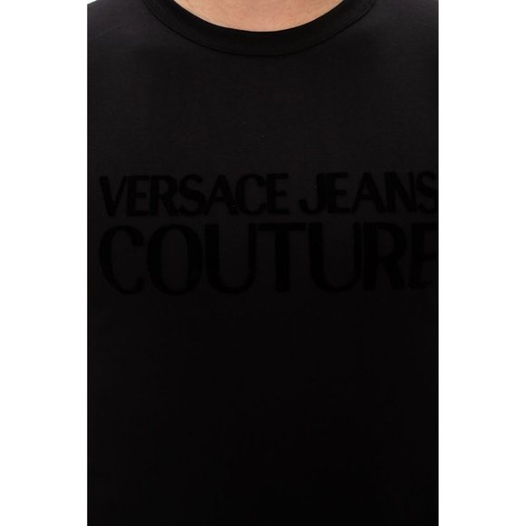Versace Jeans Couture Flock Printed T-Shirt Black Size Large - Picture 3 of 9